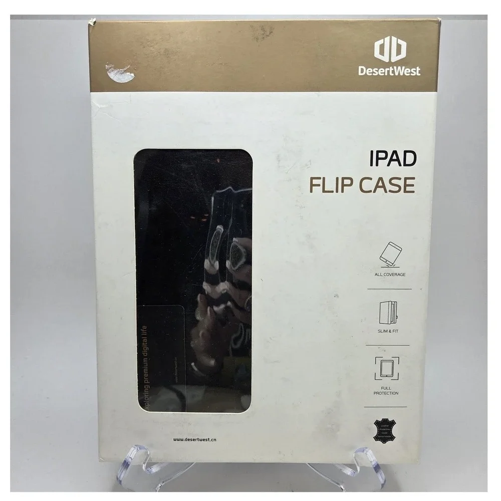 New Desert West Black Leather‎ iPad Flip Case READ DESCRIPTION